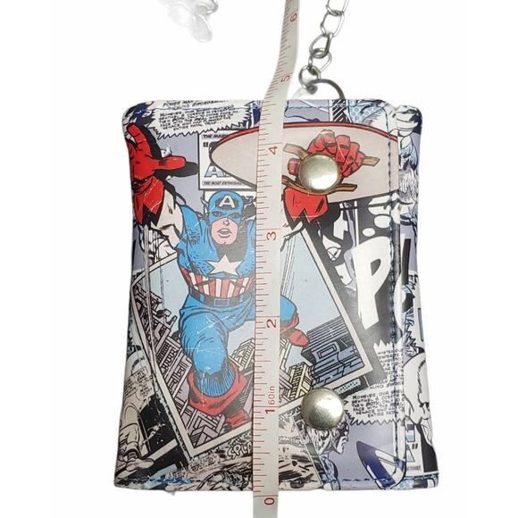 Marvel Captain America Super Hero Tri Fold Wallet w. Chain Ka PoW - Picture 6 of 8